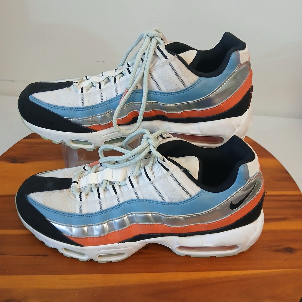 Nike Air Max 95 Aliens Mens 9 White Blue Orange Shoes Sneakers CW5451-100